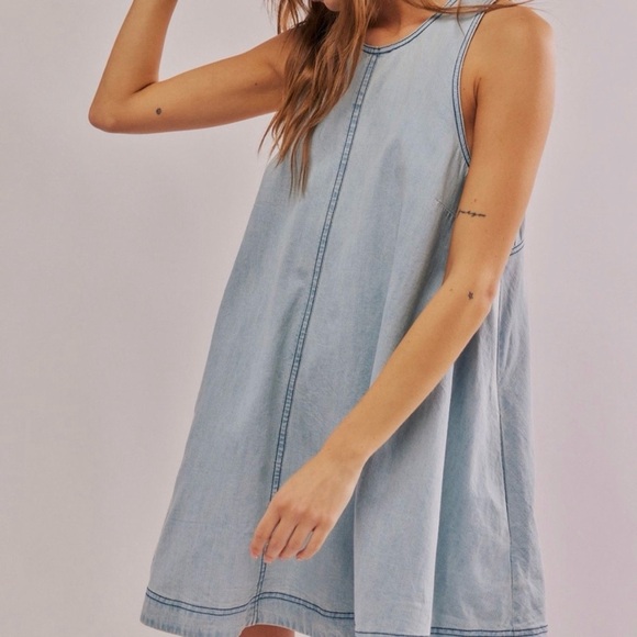 Free People Jean Mini Dress Size Medium - Picture 2 of 10